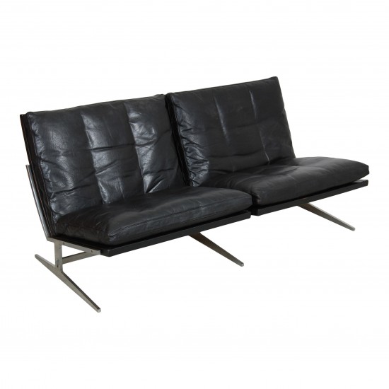 Preben Fabricius and Jørgen Kastholm 2-person sofa, BO 583, in black leather