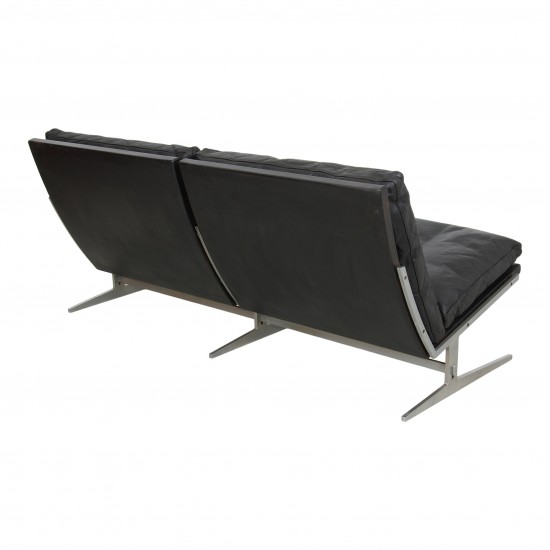 Preben Fabricius and Jørgen Kastholm 2-person sofa, BO 583, in black leather