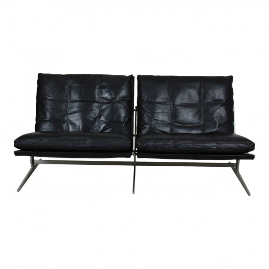 Preben Fabricius and Jørgen Kastholm 2-person sofa, BO 583, in black leather