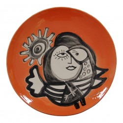 Corneille: Komposition med Kvinde og fugl, signeret Corneille: Komposition med Kvinde og fugl, signeret