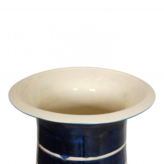 Herman A Kähler gulvvase med blå og beige glasur H: 44,6