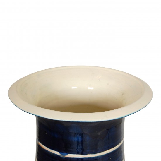 Herman A Kähler Floor vase with a blue and beige glaze H: 44,6