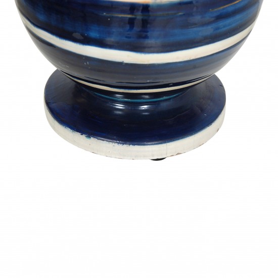 Herman A Kähler Floor vase with a blue and beige glaze H: 44,6