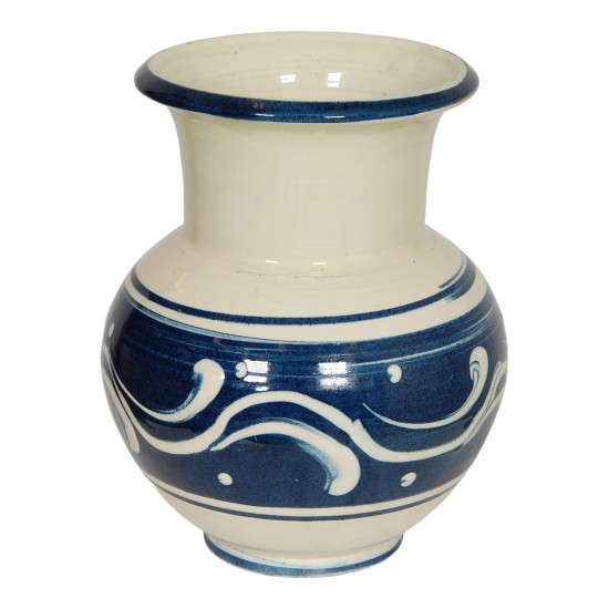 Herman A Kähler vase with a blue and beige glaze H: 20,5