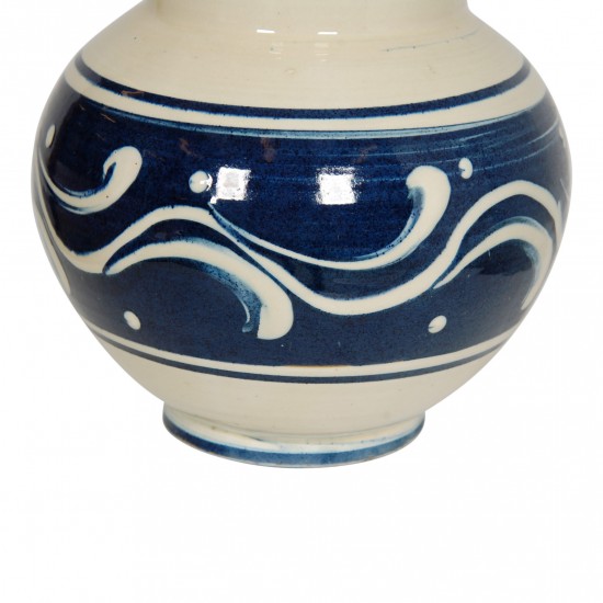 Herman A Kähler vase med blå og beige glasur H: 20,5