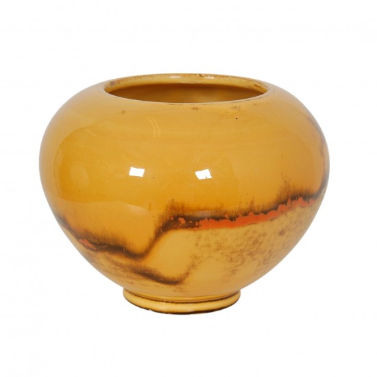 Kæhler vase gul H:13 Ø: 18 cm, mindre glazur skader.