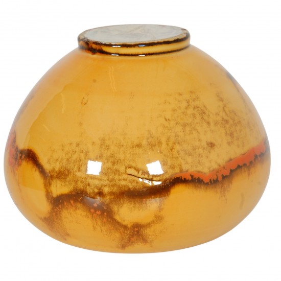 Kæhler vase gul H:13 Ø: 18 cm, mindre glazur skader.