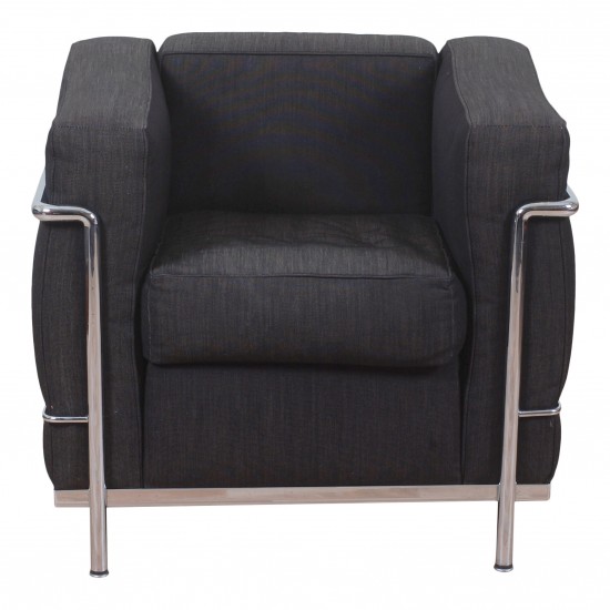 Le Corbusier LC-2 grey fabric armchair