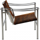 Le Corbusier LC-1 chair in brown and white ponyskin