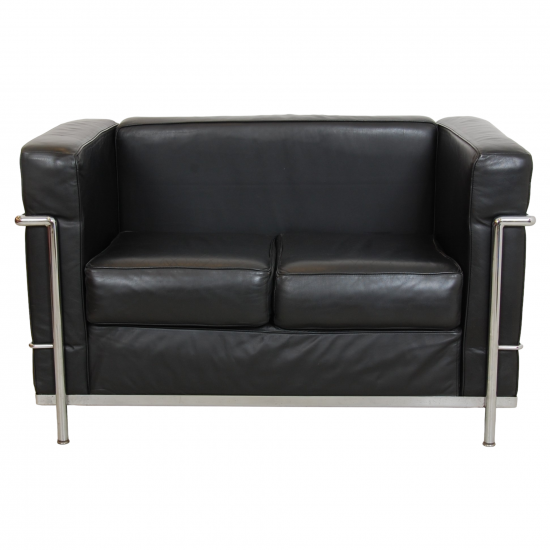 Le Corbusier LC.2 2.seater sofa in black leather 