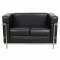 Le Corbusier LC.2 2.seater sofa in black leather 