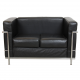 Le Corbusier LC.2 2.seater sofa in black leather 