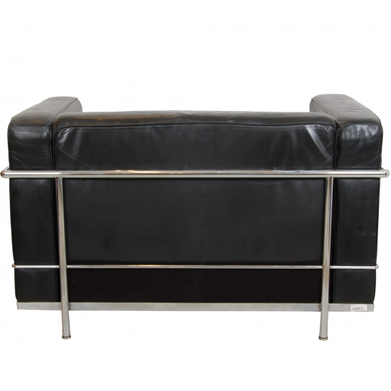 Le Corbusier LC-2 2.pers sofa i patineret sort læder