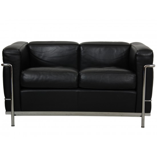 Le Corbusier 2.seater LC2 sofa in black leather