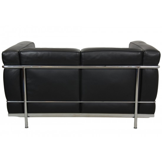 Le Corbusier 2-personers LC2 sofa i sort læder