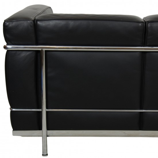 Le Corbusier 2-personers LC2 sofa i sort læder