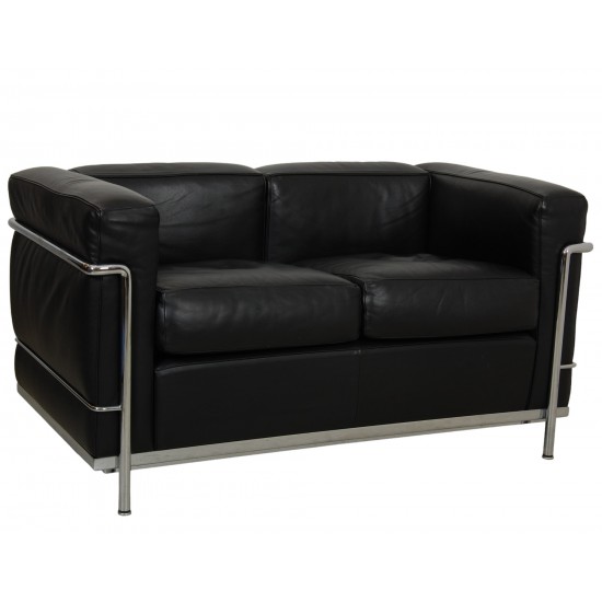 Le Corbusier 2.seater LC2 sofa in black leather