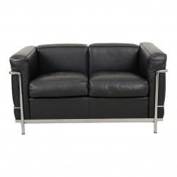 Le Corbusier sofa LC2 i sort læder Le Corbusier sofa LC2 i sort læder
