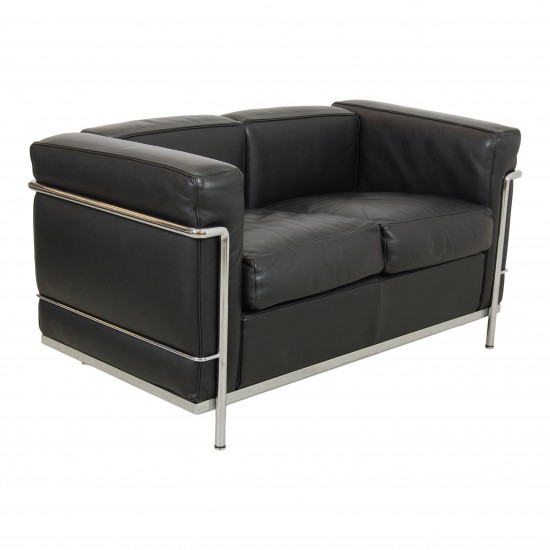 Le Corbusier sofa LC2 in black leather