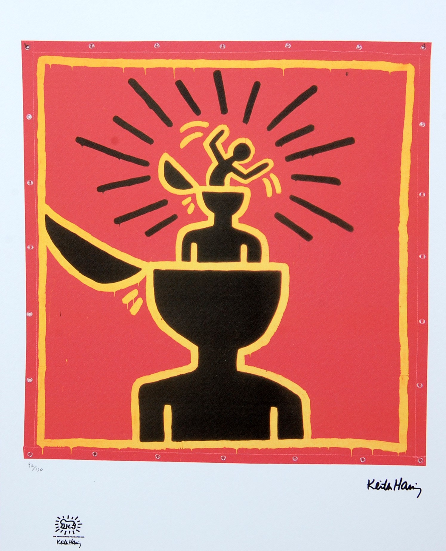 Keith Haring (USA, 1958-1990) "Pop-Art", print signed with logo no. 92/150  Sheet size 50x70cm, appears without handling marks