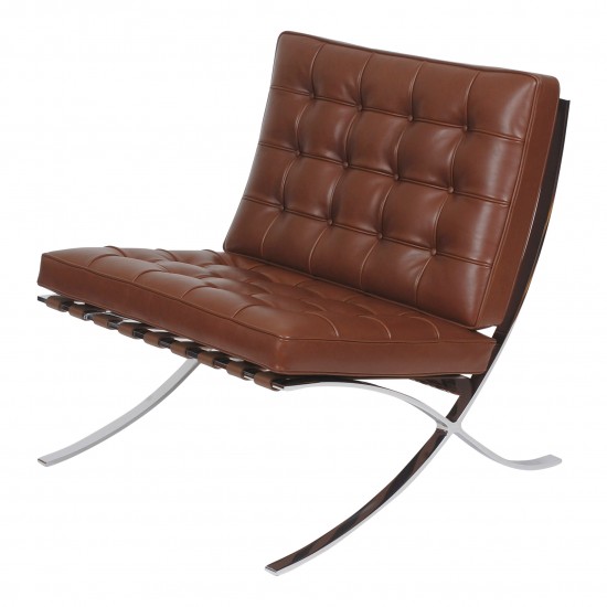 Mies Van der Rohe New Barcelona chair with brown leather