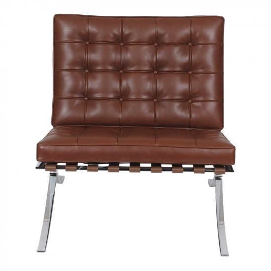 Mies Van der Rohe New Barcelona chair with brown leather