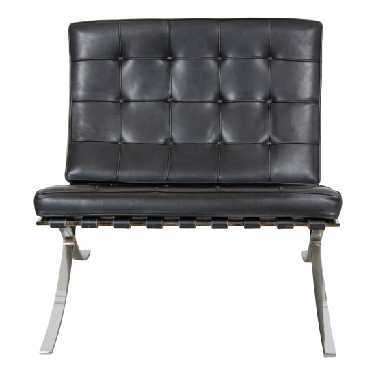 Ludwig Mies Van der Rohe Barcelona chair in black patinated leather