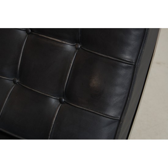 Ludwig Mies Van der Rohe Barcelona chair in black patinated leather