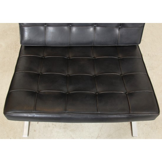 Ludwig Mies Van der Rohe Barcelona chair in black patinated leather