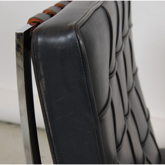 Ludwig Mies Van der Rohe Barcelona chair in black patinated leather