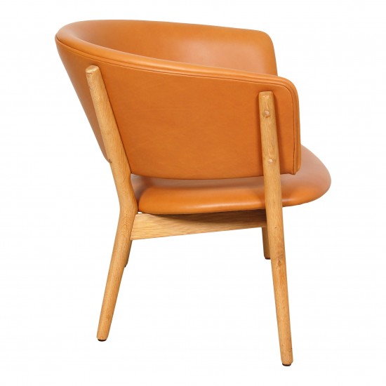 Nanna Ditzel ND83 armchair in cognac aniline leather and solid oak 