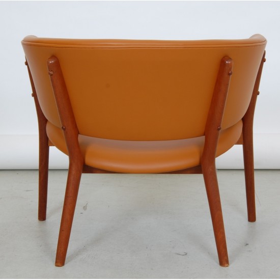 Nanna Ditzel ND83 lounge chair in teak and Cognac aniline leather