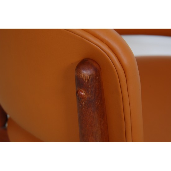 Nanna Ditzel ND83 lounge chair in teak and Cognac aniline leather