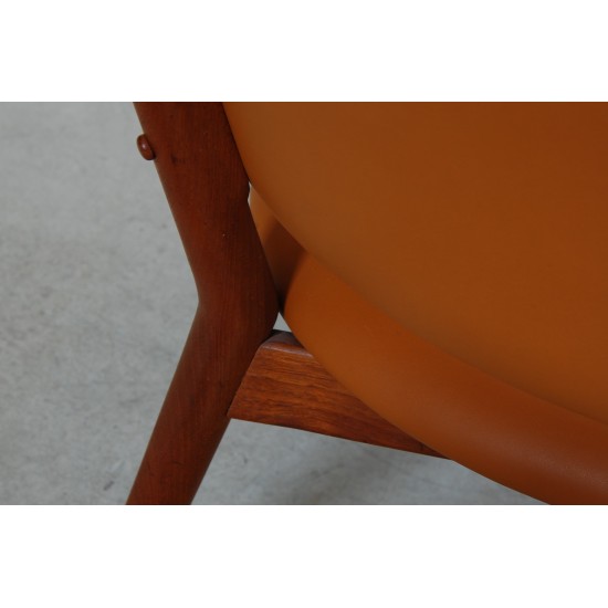 Nanna Ditzel ND83 lounge chair in teak and Cognac aniline leather