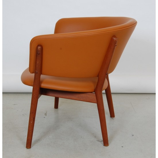 Nanna Ditzel ND83 lounge chair in teak and Cognac aniline leather