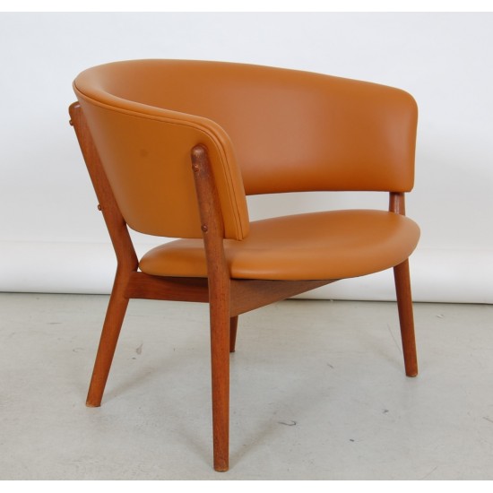 Nanna Ditzel ND83 lounge chair in teak and Cognac aniline leather