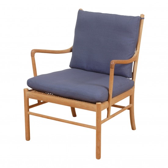 Ole Wanscher Colonial Chair with blue fabric