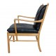 Ole Wanscher Colonial chair of oak wood and black leather