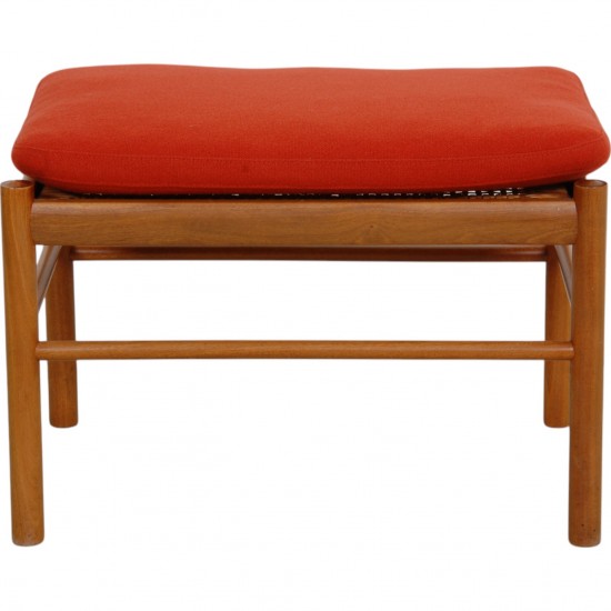 Ole Wanscher colonial stool in orange fabric