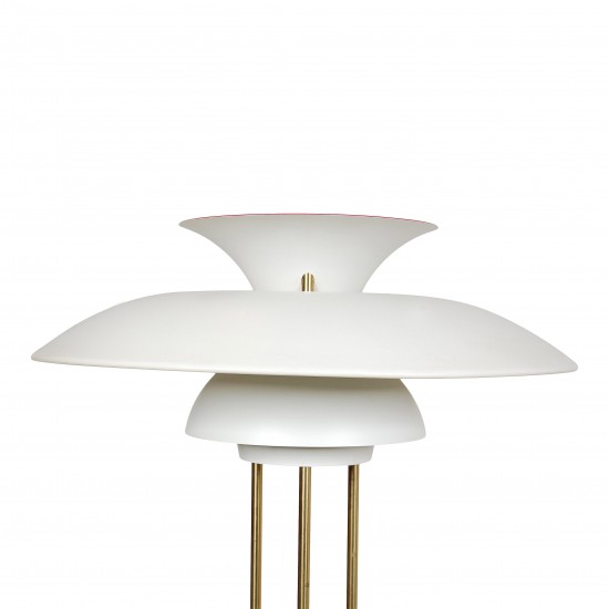Poul Henningsen PH 5 bordlampe i hvidlakeret aluminium og messing