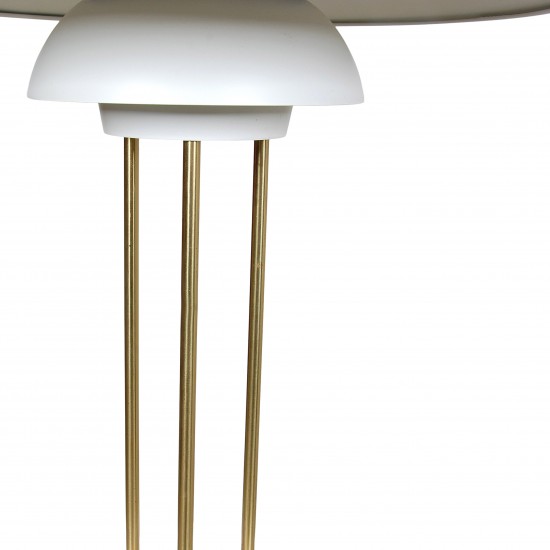 Poul Henningsen PH 5 bordlampe i hvidlakeret aluminium og messing