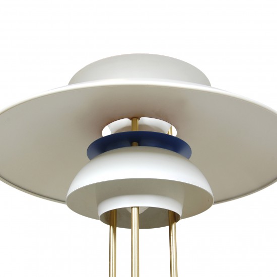 Poul Henningsen PH 5 bordlampe i hvidlakeret aluminium og messing