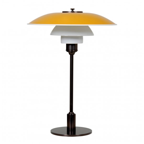 Poul Henningsen New PH-3,5/2,5 Table lamp with burnished brass and yellow lacquered metal