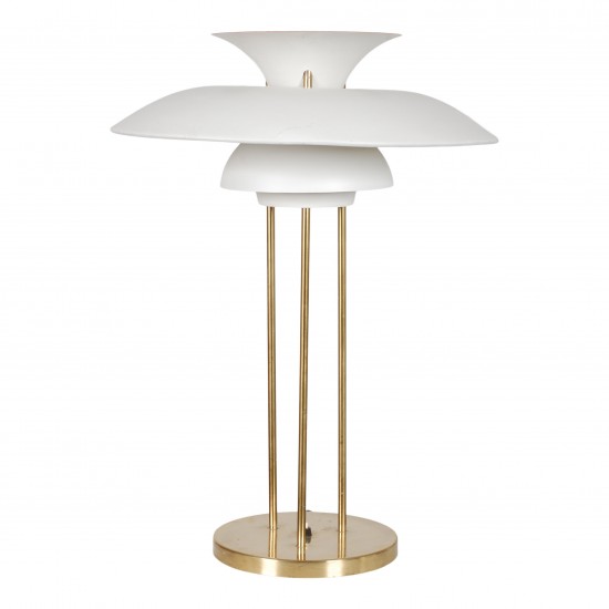 Poul Henningsen PH-5 brass table lamp with white shades