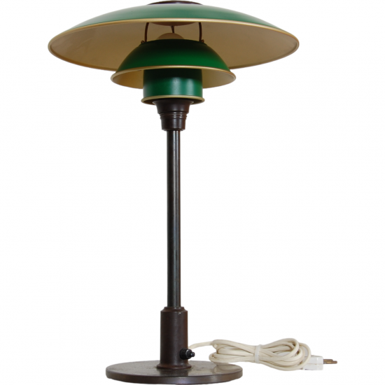 Poul Henningsen PH 3/2 of browned brass and with green metal shades