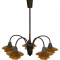 Poul Henningsen Bombardement Chandelier of brass and amber glass shades