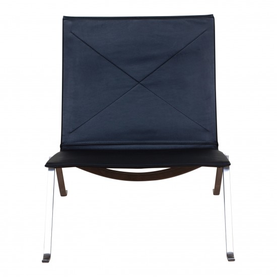 Poul Kjærholm PK-22 lounge chair with black aniline leather