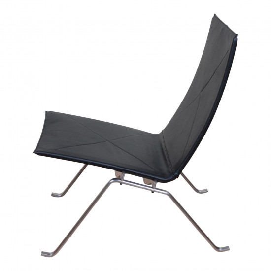 Poul Kjærholm PK-22 lounge chair with black aniline leather