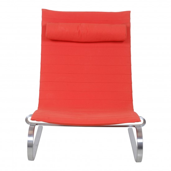 Poul Kjærholm PK 20 Lænestol med originalt rød orange stof