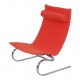 Poul Kjærholm PK 20 Lænestol med originalt rød orange stof
